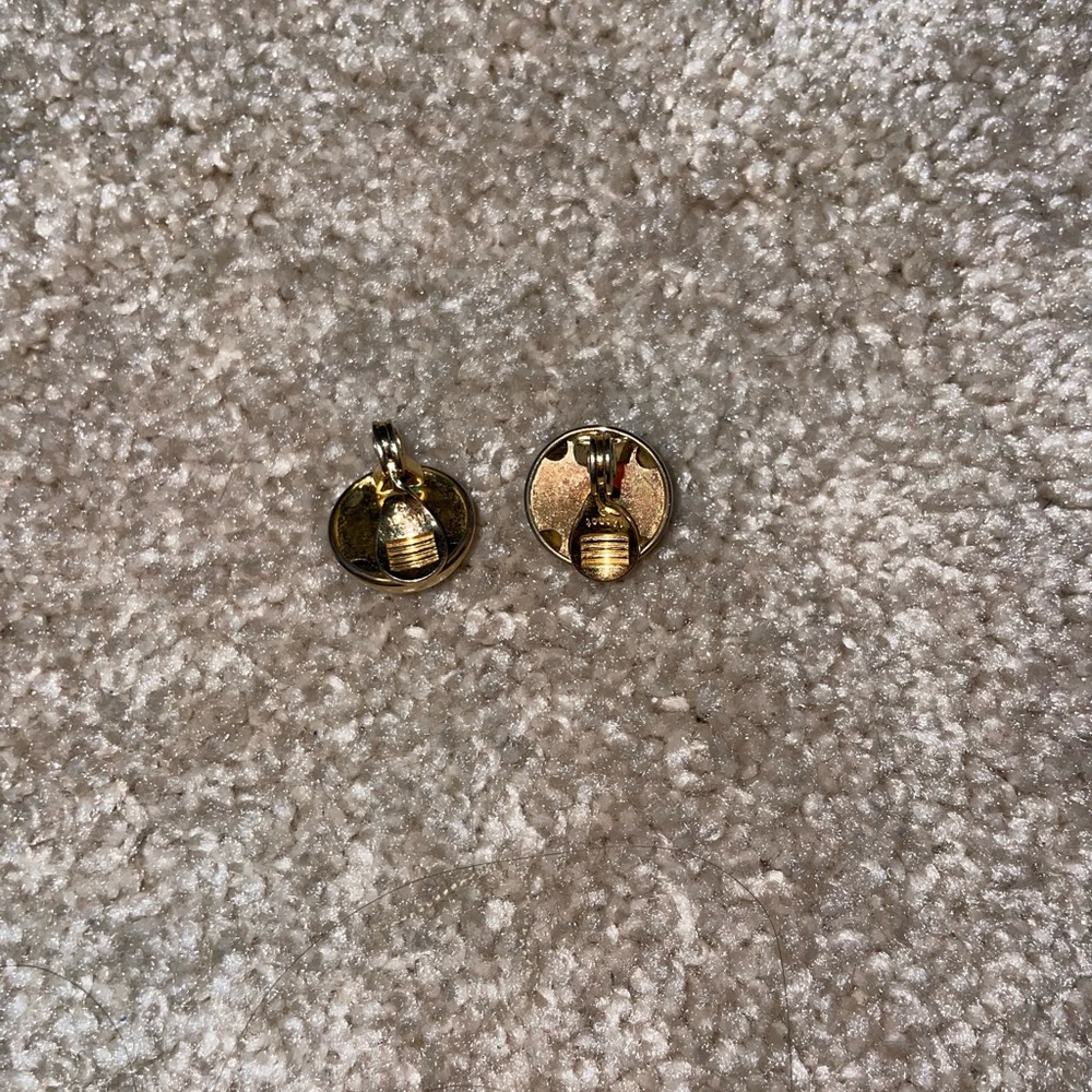 Vintage 50’s Gold Round Stud Clip-on Earrings - Picture 3 of 7